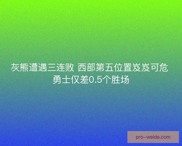 灰熊遭遇三连败 西部第五位置岌岌可危 勇士仅差0.5个胜场